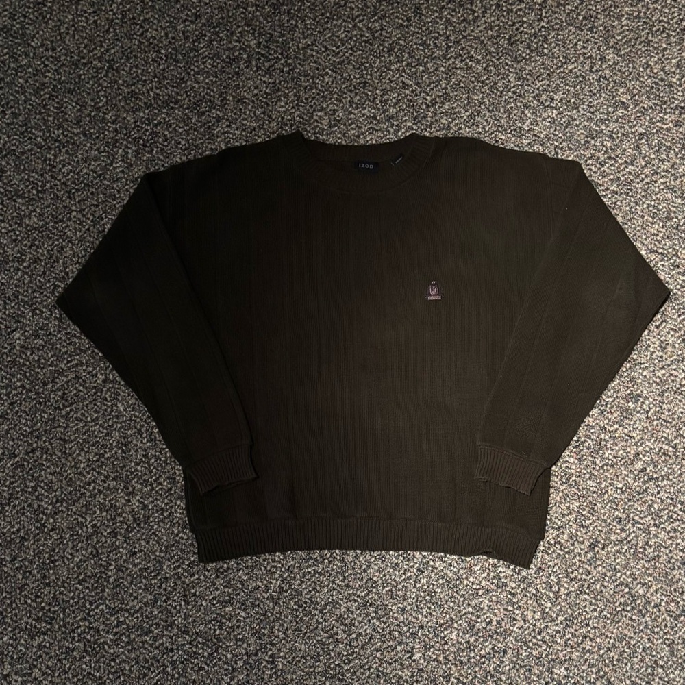 Vintage Men's green IZOD striped sweater